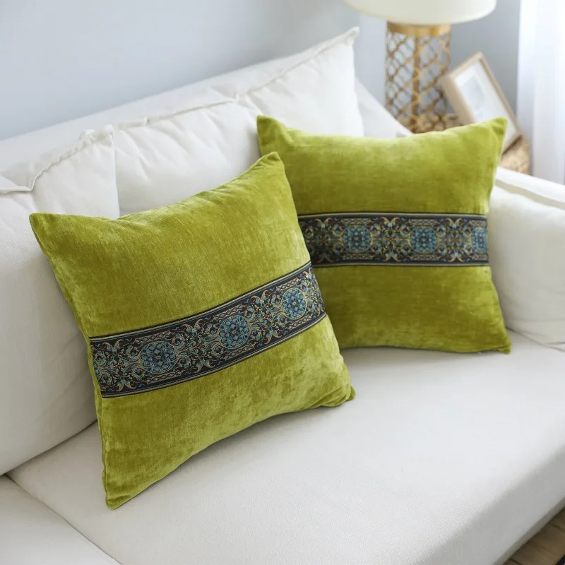 Европейская вышитая наволочка для подушки однотонные замшевые наволочки