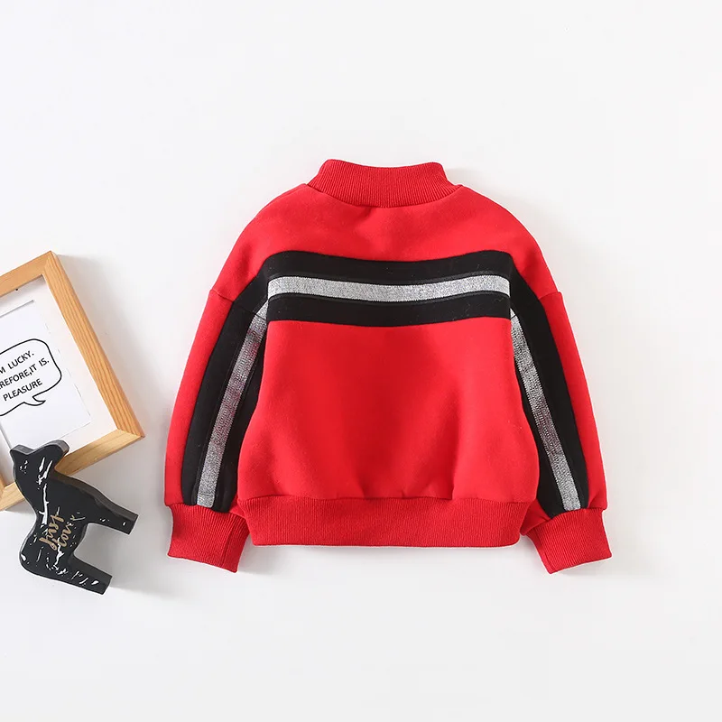 Модный красный/черный свитер для маленьких мальчиков модные флисовые топы с