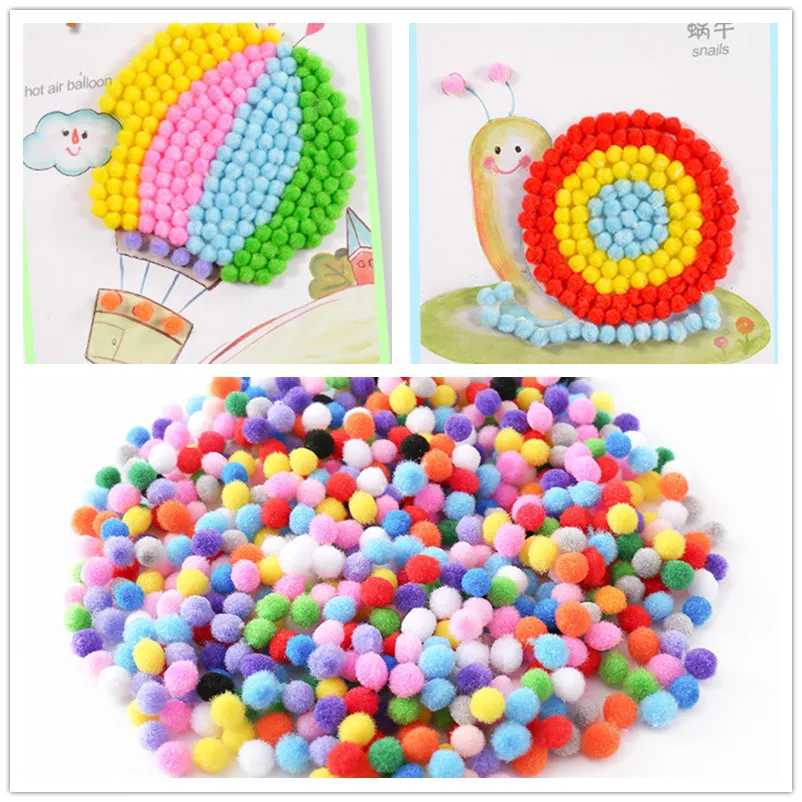 

500Pcs x 1cm PomPoms Ball Soft Round Fluffy Pom Poms Ball for Kids DIY Handmade Craft Decoration