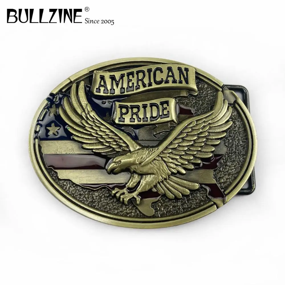 Bullzine Американский Гордость пряжка на ремешке с античная латуневая отделка FP 03339 1