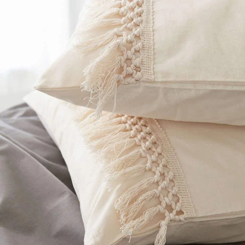 

Cotton Hugging Pillowcase American Pastoral Sofa Pillow Case Fringed Mustache Cushion Cover