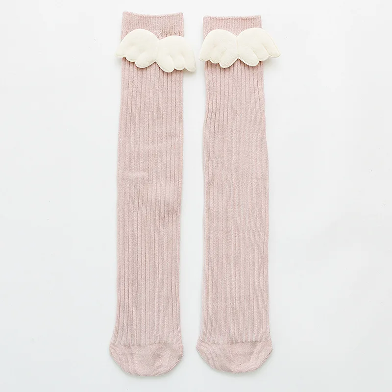 

New Baby Girls Socks Angel Wing Toddlers Girl Long Soft Cotton Children Sock Solid Kids 0-8 Years Knee High Socks
