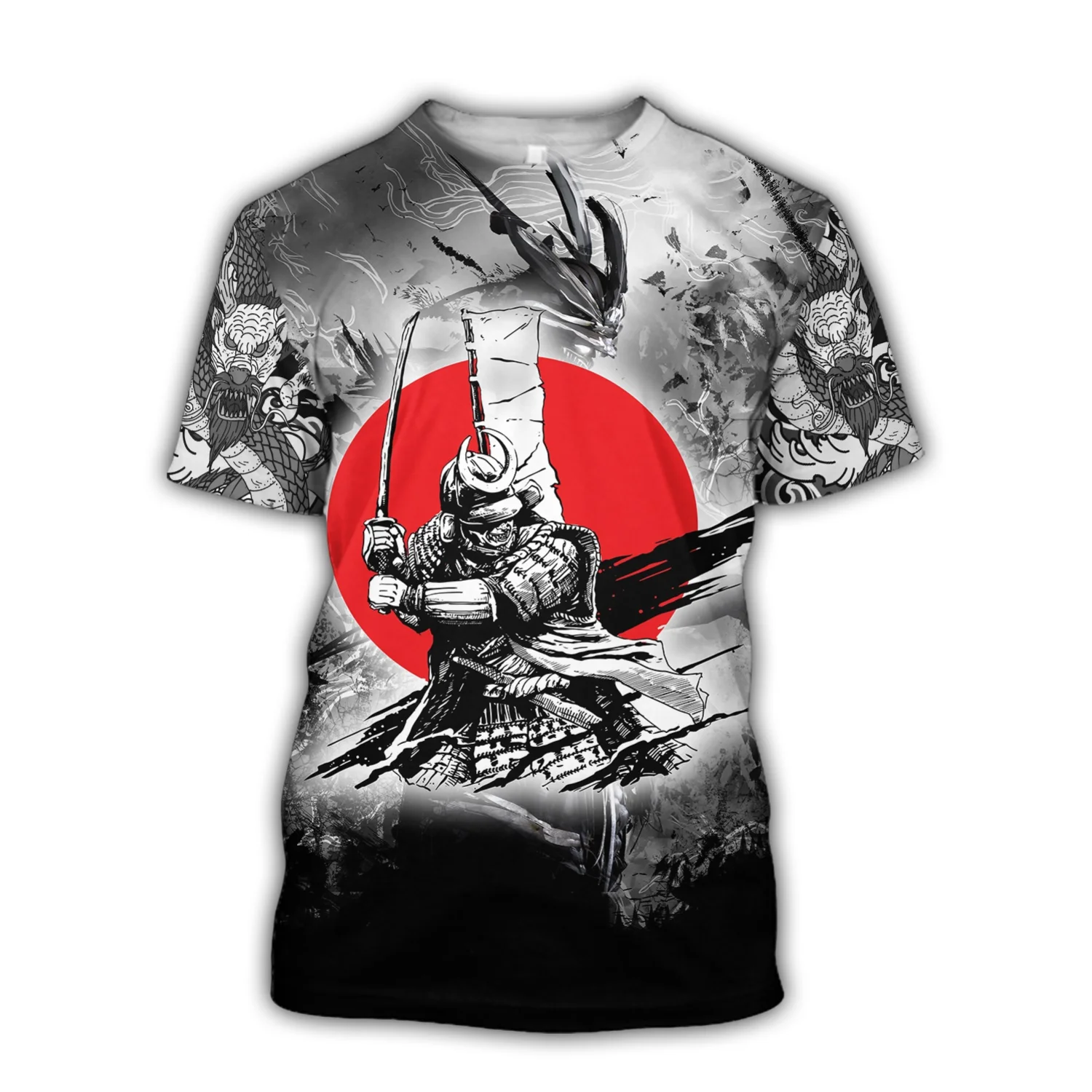

CLOOCL 2022 Summer T-shirt Samurai and Dragon Tattoo 3D Printing Men Casual Short Sleeve Tee Shirts Unisex Street Tee Tops