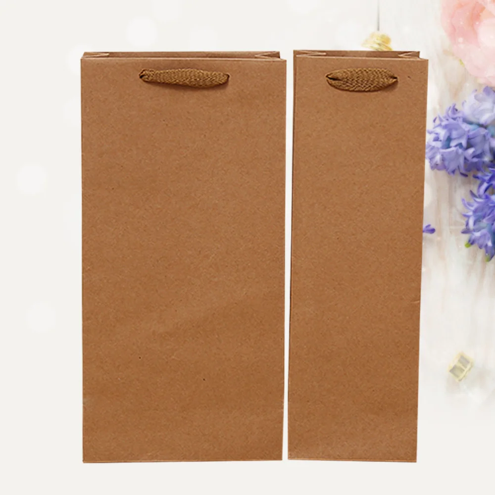 

12pcs Kraft Paper Red Hand Bag Drinks Packing Bag Storage Bag (Single-Vessle 11*9*35)