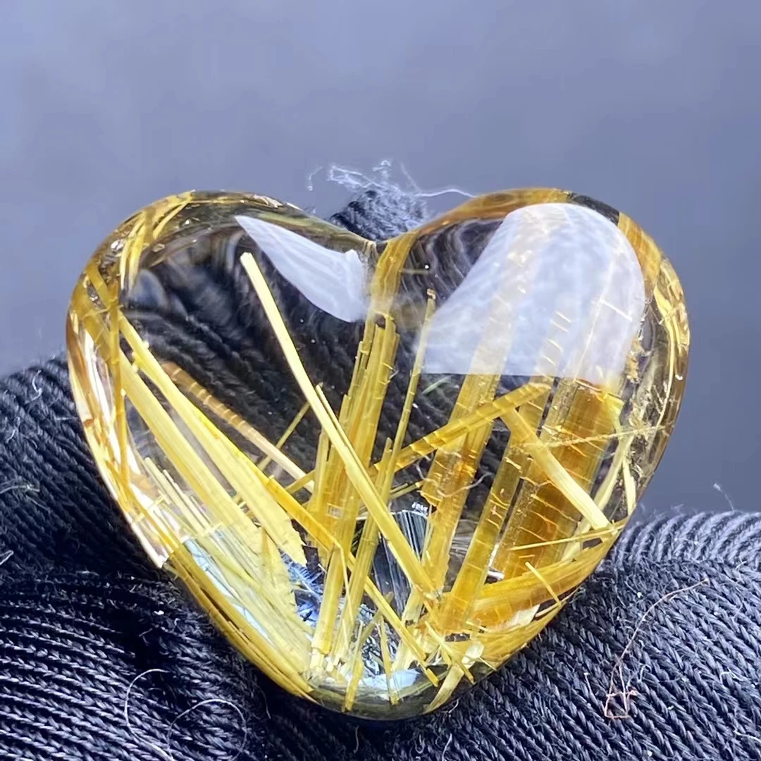 

Natural Gold Rutilated Quartz Heart Love Pendant 21*19*10mm Wealthy Crystal Women Men Brazil Genuine AAAAAA