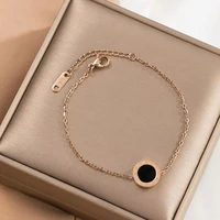 fashion316 stainless steel chain bracelets for women black enamel roman numerals ladies bracelet femme 2022 jewelry wholesale