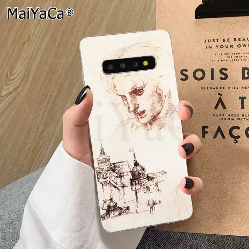 Чехол для телефона MaiYaCa leonardo da vinci с художественной росписью из ТПУ для samsung S10 E S9 plus S6 edge plus S7edge S8plus S10 plus S5 - Цвет: A14