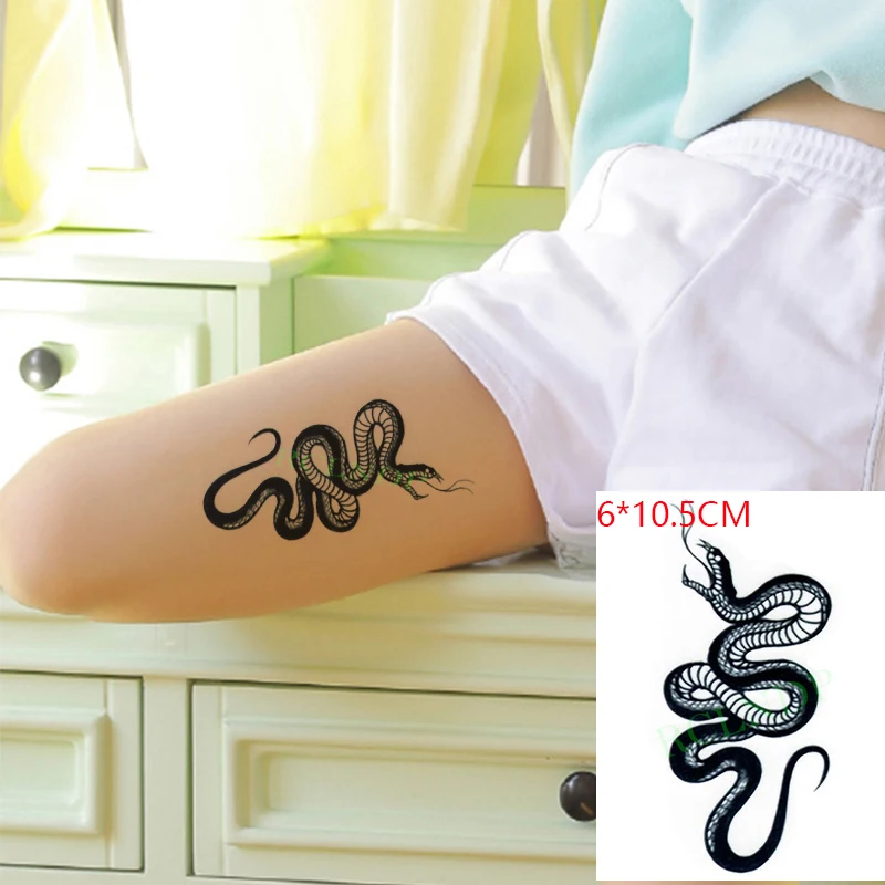 Водостойкая Временная тату-наклейка змея крутая могучая зло Сексуальная