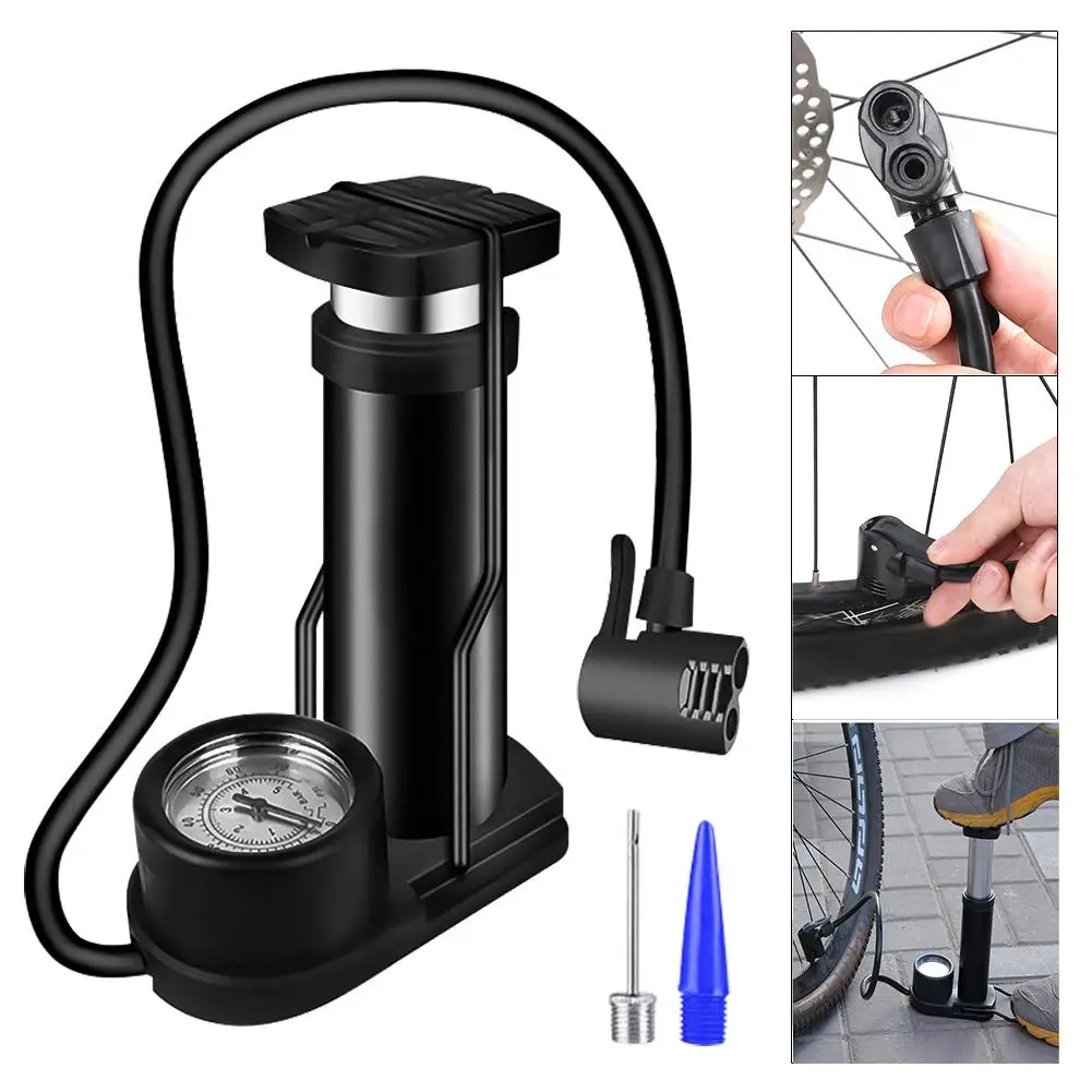 160PSI Portable Mini Bike Pump Foot Bicycle Tire Inflator With Pressure Gauge Air Compressor Accessories | Спорт и развлечения