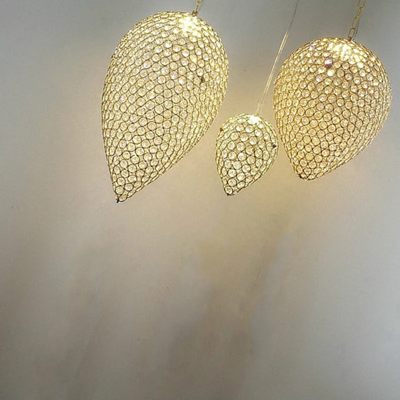 Современный подвесной светильник E27 с кристаллами декоративная золотистая