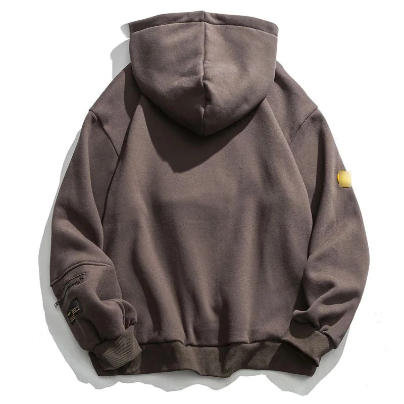 

SEVEYFAN Men's Hoodie Zipper Pocket Smile Face Patchwork Fleece Hoodie Sweatshirt Men's Hip Hop Casual Hooded Pullover