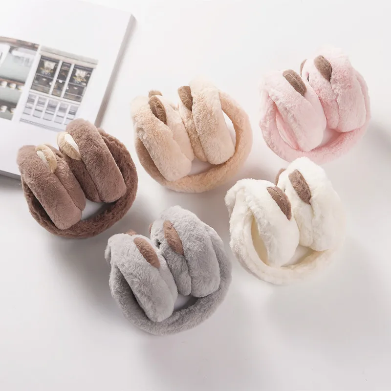 

Foldable New Winter Warm Lovely Cartoon Bear Plush Children Earmuffs Ear Thick Boys Girls Ear Muffs AD0707
