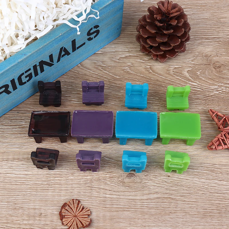 3 шт. 1:12 Кукольный домик Миниатюрный резиновый стол стул Сказочный Сад Куклы