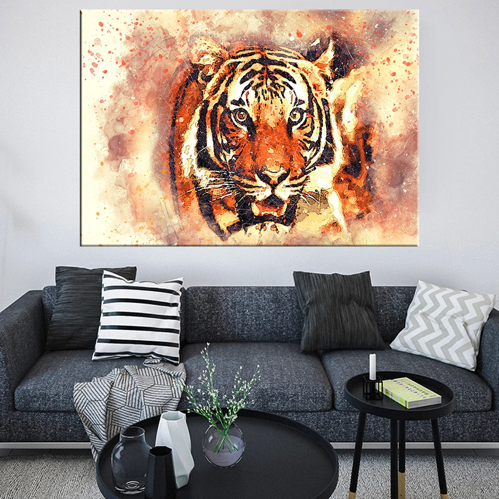 

Colorful Tiger Graffiti Art Canvas Painting Animal Posters and Prints Abstract Picture for Living Room Modern Home Decoration