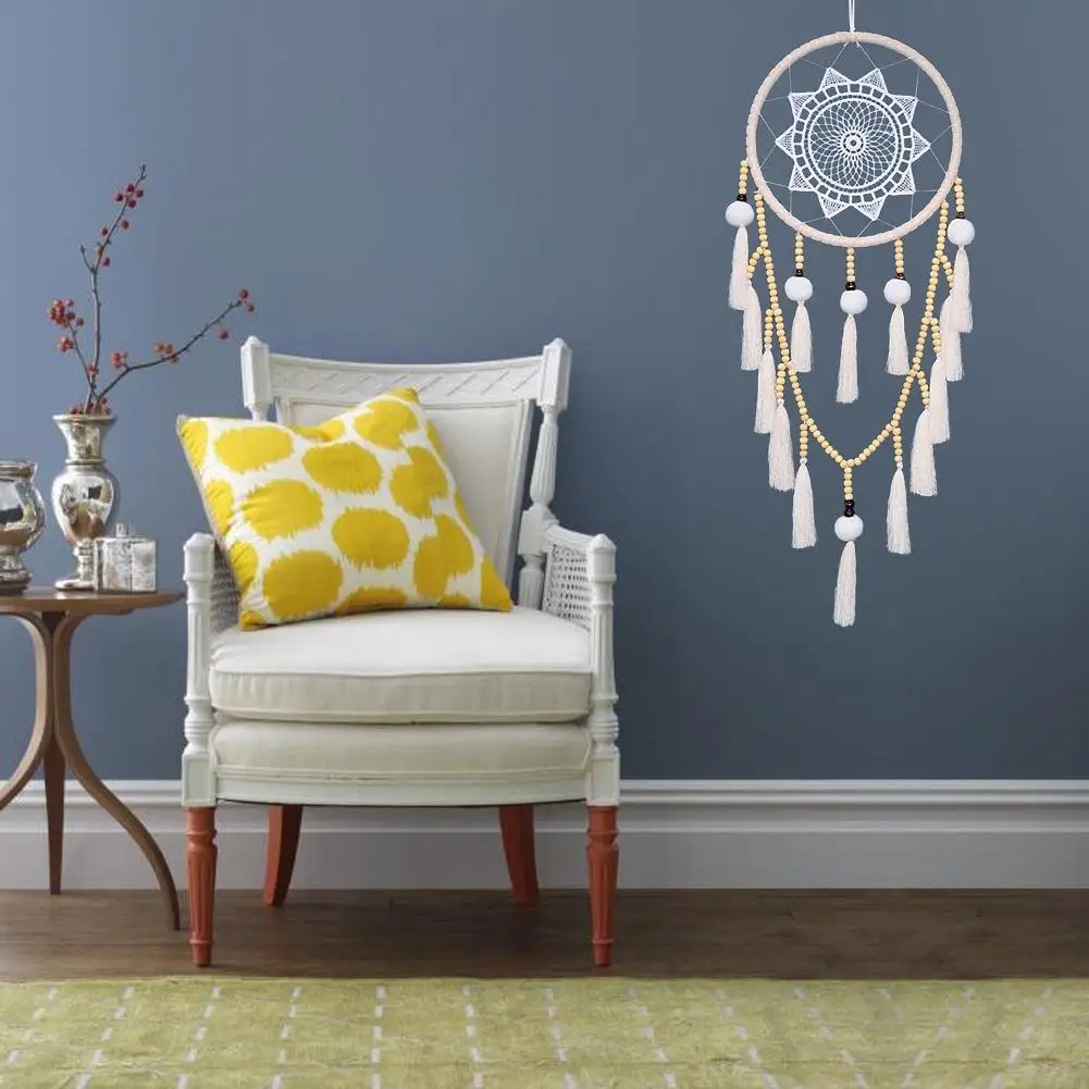 Белый большой кружевной Ловец снов Настенный декор простой ручной работы DIY с