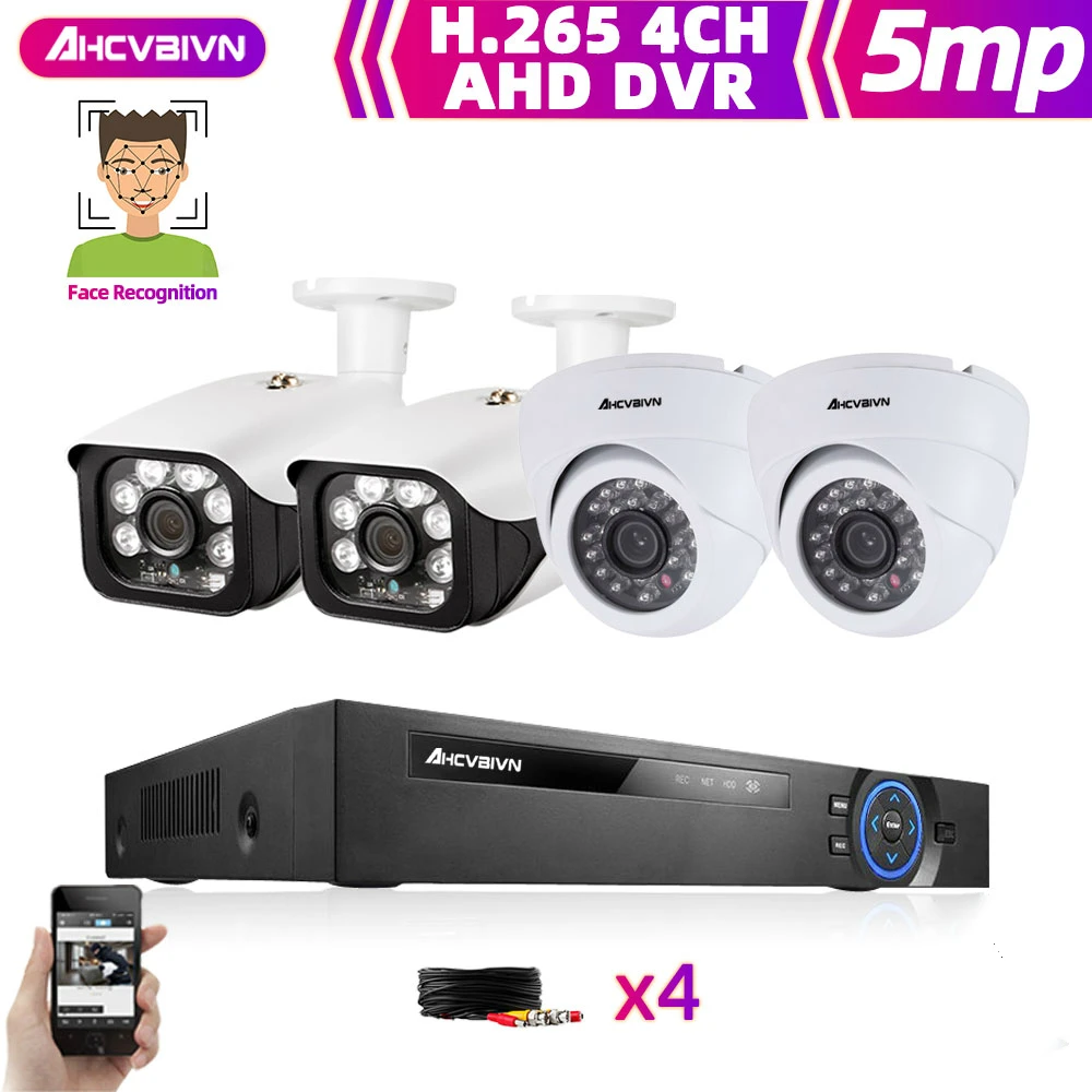 

Система видеонаблюдения, 4 канала, DVR, 4 камеры, 1080P, 5 МП, 4 канала, 5 в 1