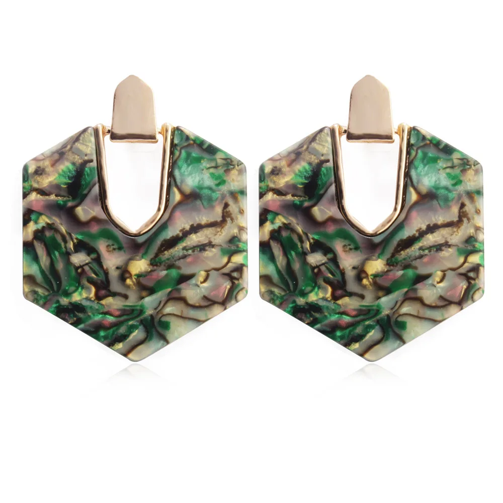 

Style Drop Dangle Earrings Korean New Style Luxury Elegant Shiny Alloy Earrings Acrylic Sheet Hexagon Earrings Pendant Jewelry