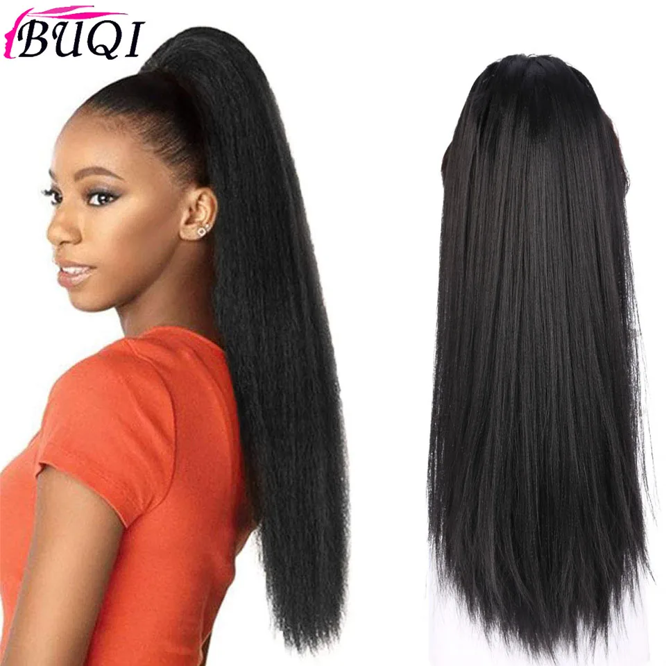 BUQI 20 &quotКудрявые прямые волосы натуральный цвет с двумя пластиковыми гребнями