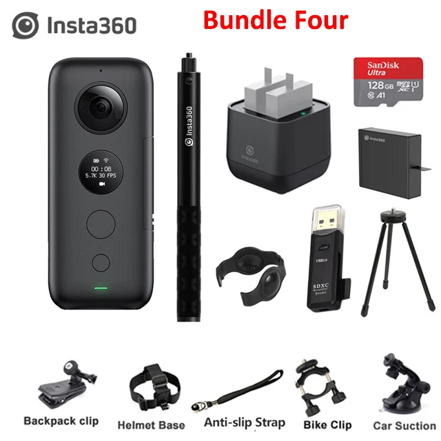 Bundle 4 Insta360 ONE X Экшн-камера VR Insta 360 панорамная камера для IPhone и Android 5,7 K видео 18MP фото невидимая селфи-палка - Цветной: Bundle 4