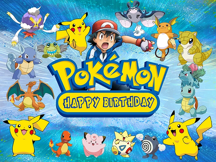 

Pokemon Pikachu Party Backdrop Stand Children's Birthday Party Wall Decorations Backdrops Curtain Photobooth Backdrop Cloth