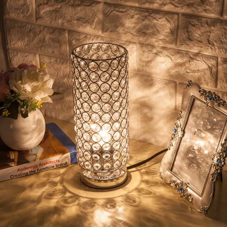 2020 TUDA Серебристая Хрустальная настольная лампа для спальни прикроватные лампы
