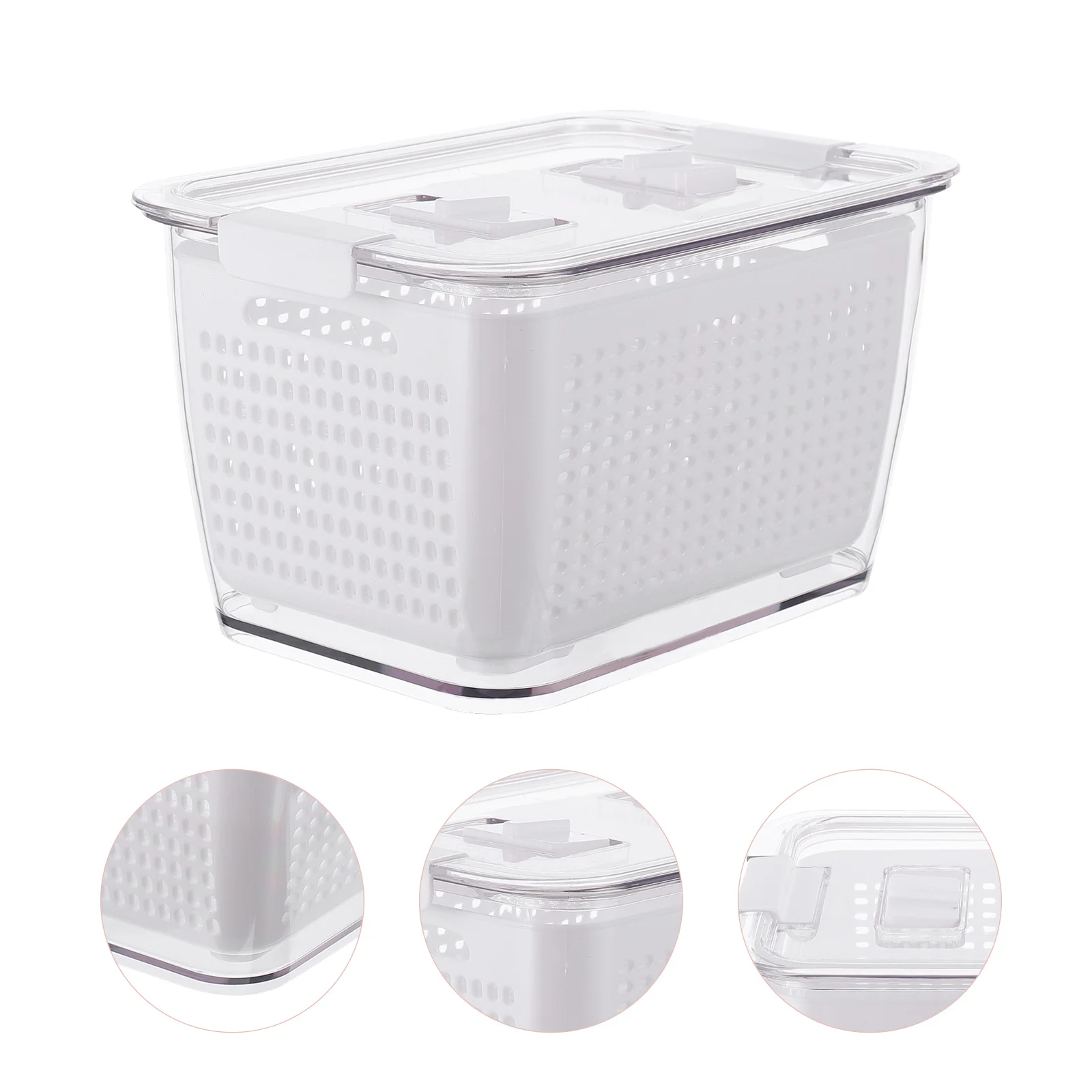 

Герметичная коробка для хранения в холодильнике, прозрачная коробка для слива овощей с 2 отделениями