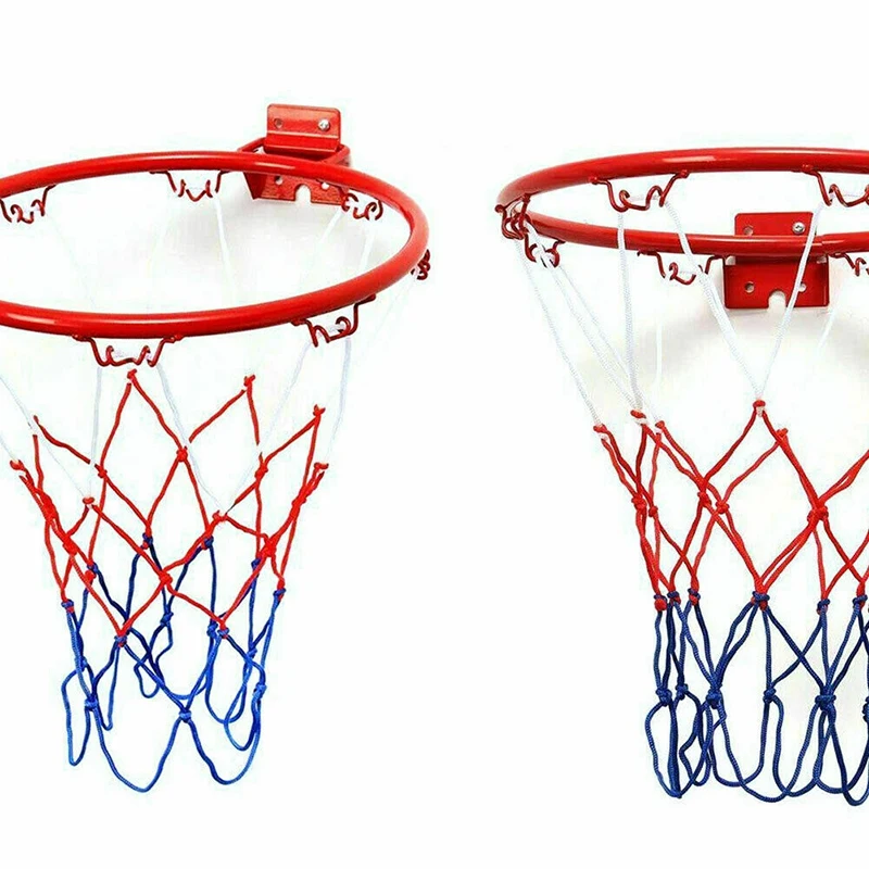 

32cm Wall Mounted Basketball Hoop Netting Metal Rim Hanging Basket Basket-Ball Wall Rim with Screws Indoor Outdoor Sport