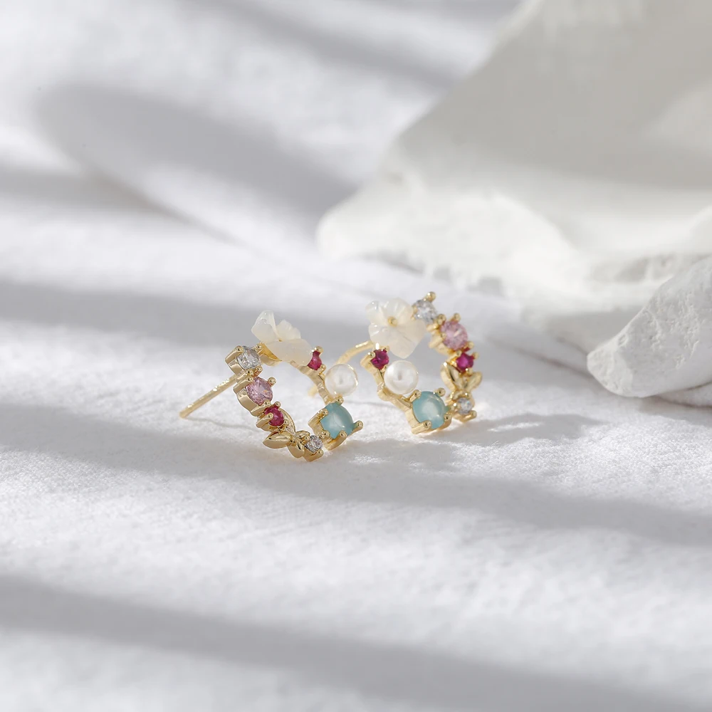 Изысканные маленькие цветочные серьги гвоздики Yhpup роскошные круглые красочные