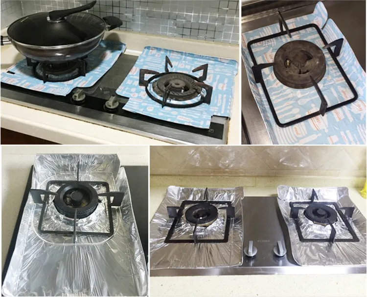 

2pcs Gas Stove Oil Pad Aluminum Foil High Temperature Separator Furnace Pad Tin Foil Splash Oil Tool Kitchen Accessories