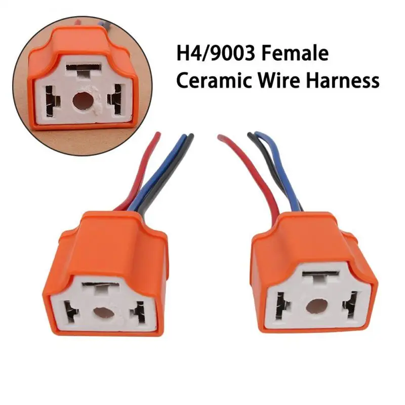 

1/2pcs Female Ceramic Headlight Connector H4/9003/HB2 3 Pin Plug-in Female Ceramic Headlight Bulb Connector Plug Socket Adapter