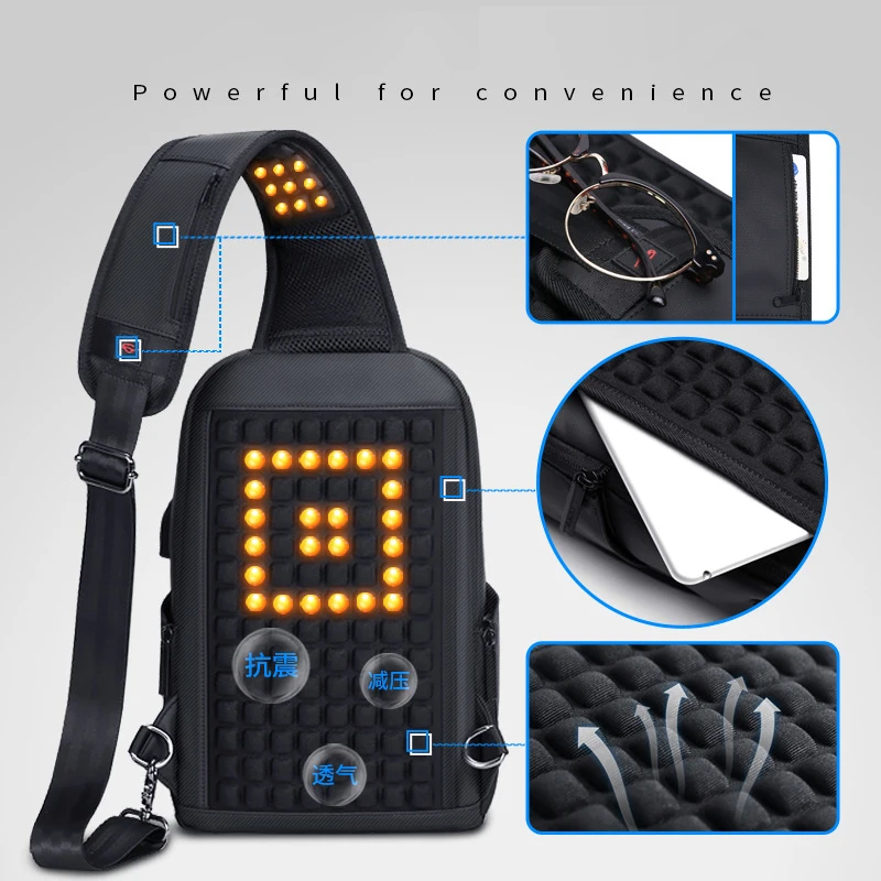 

Male Crossbody Bags for fashion Shoulder Bags USB Charging Messenger Sling Bag Chest Bag Oxford Single Shoulder Strap Pack 2020