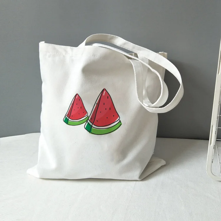 

Women Korea Original Cute Watermelon Cotton Canvas Shopper Bag Girl Harajuku 90s Y2K Classic Vintage Shoulder Handbag Femal