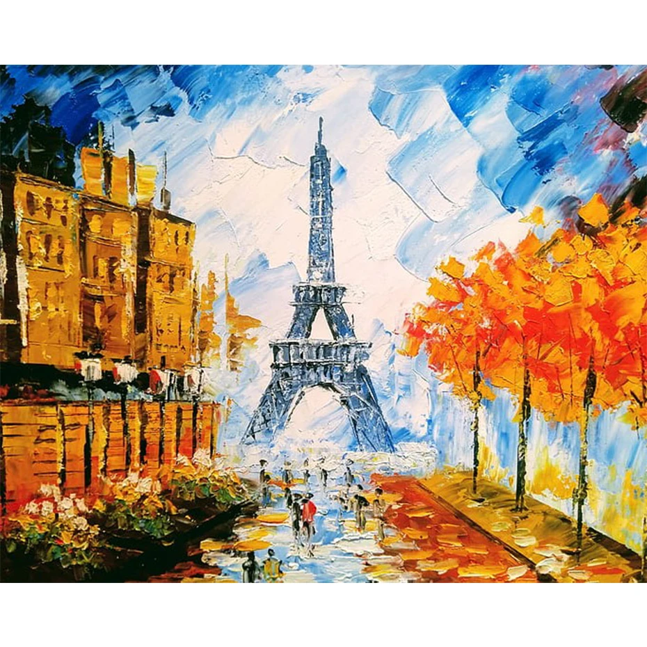 

tapb Paris Street Scenery Popular DIY Painting By Numbers Adults Drawing On Canvas HandPainted Coloring By Number Wall Art Decor