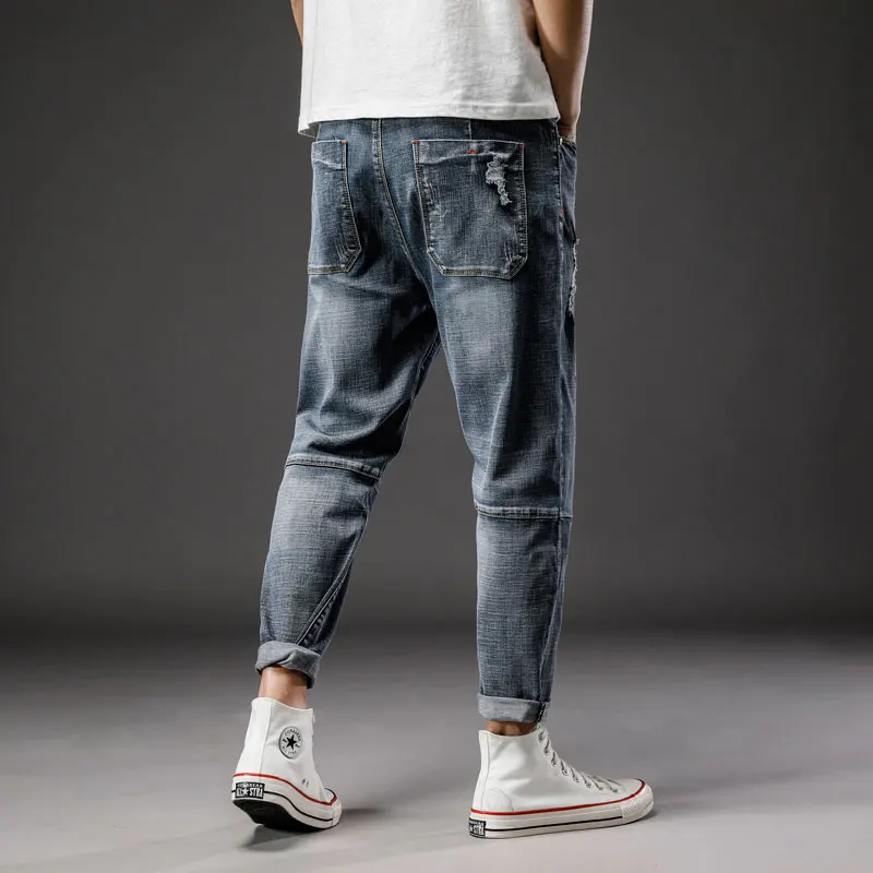 46 Plus Size 2021 Summer High Quality Men's Baggy ripped solid Pants Cargo Male Casual Denim Fashion Mens Long Jeans Trousers