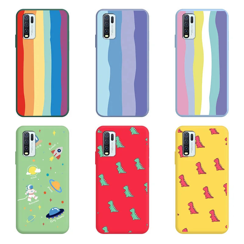 

For VIVO Y20 Case Silicone Soft Matte Colorful Cartoon TPU Shell For vivo y12s Case Personality Tide Shell For VIVO Y20i Case