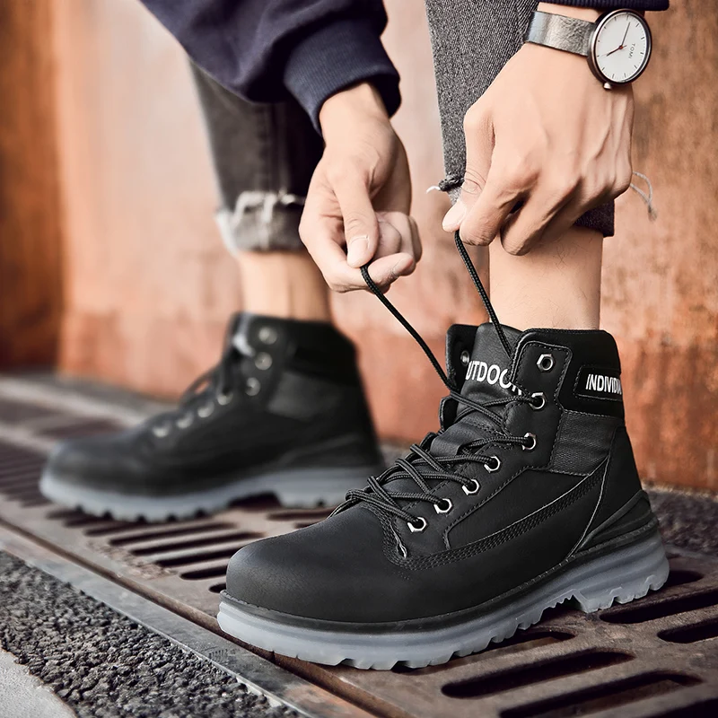 Мужские кожаные ботинки Мартин брендовая Повседневная Уличная обувь высокого