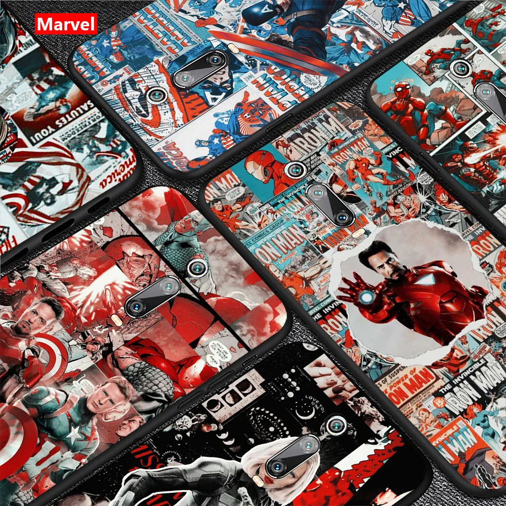 

Retro Marvel Comics For Xiaomi Redmi S2 Y2 9 9 Prime 9C 9A 9T 9AT K30 K30S K30i K40 Note 9 Pro (5G) Black TPU Phone Case
