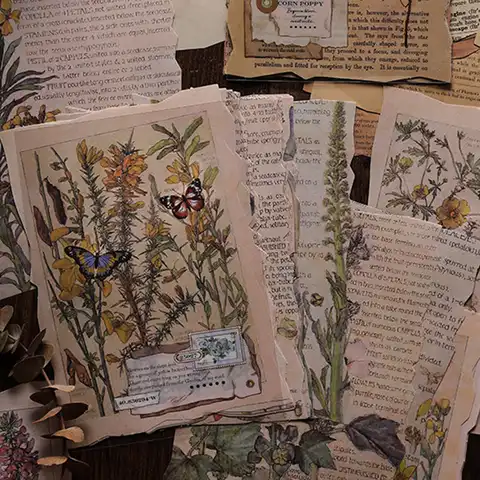 Старая Бумажная книга большого размера в средневековом стиле с растениями, винтажная бумага для нежелательного журнала, молочных продукто...
