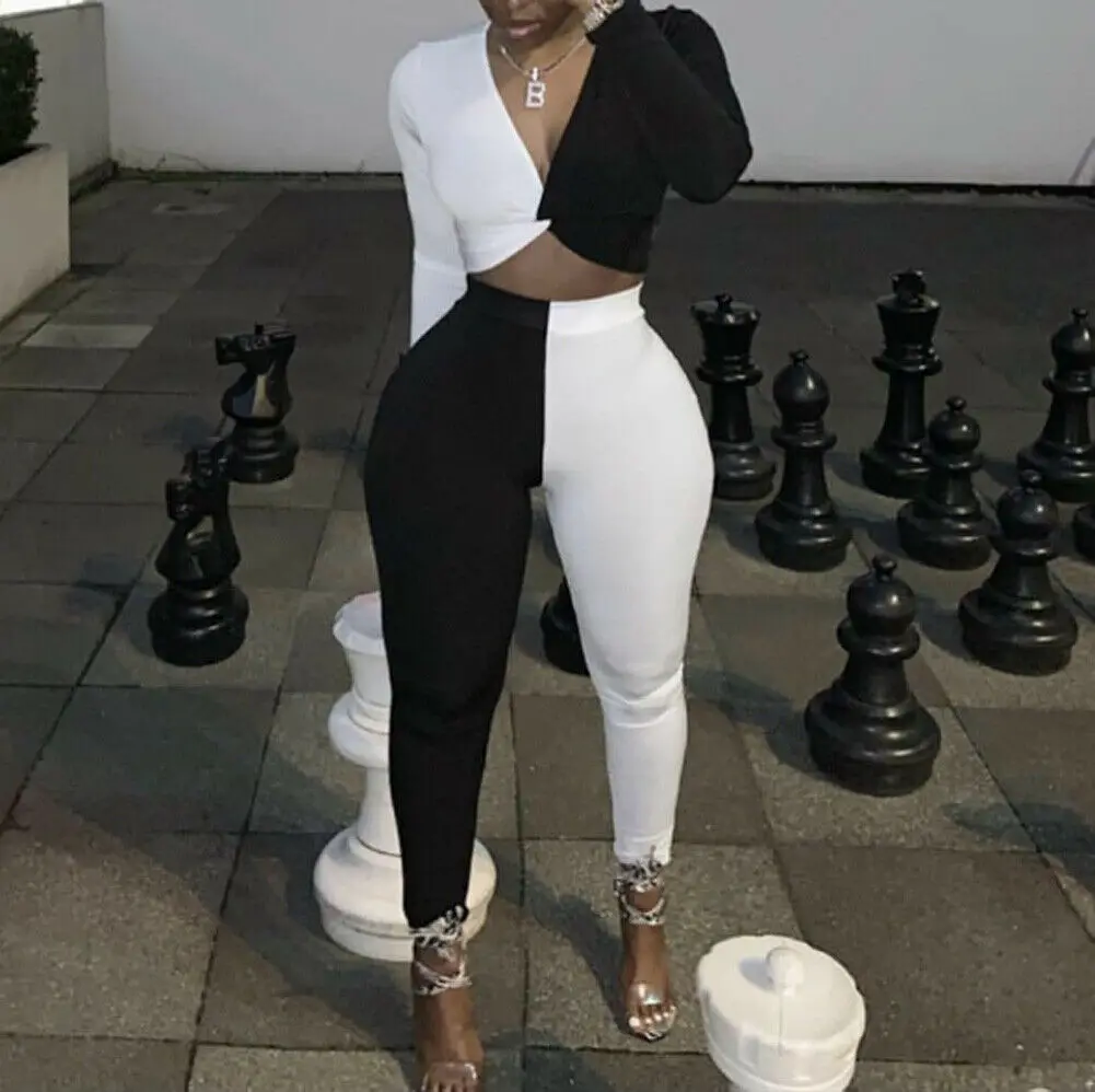 Новый брендовый Женский комплект пэчворк длинный рукав одежда для клуба на