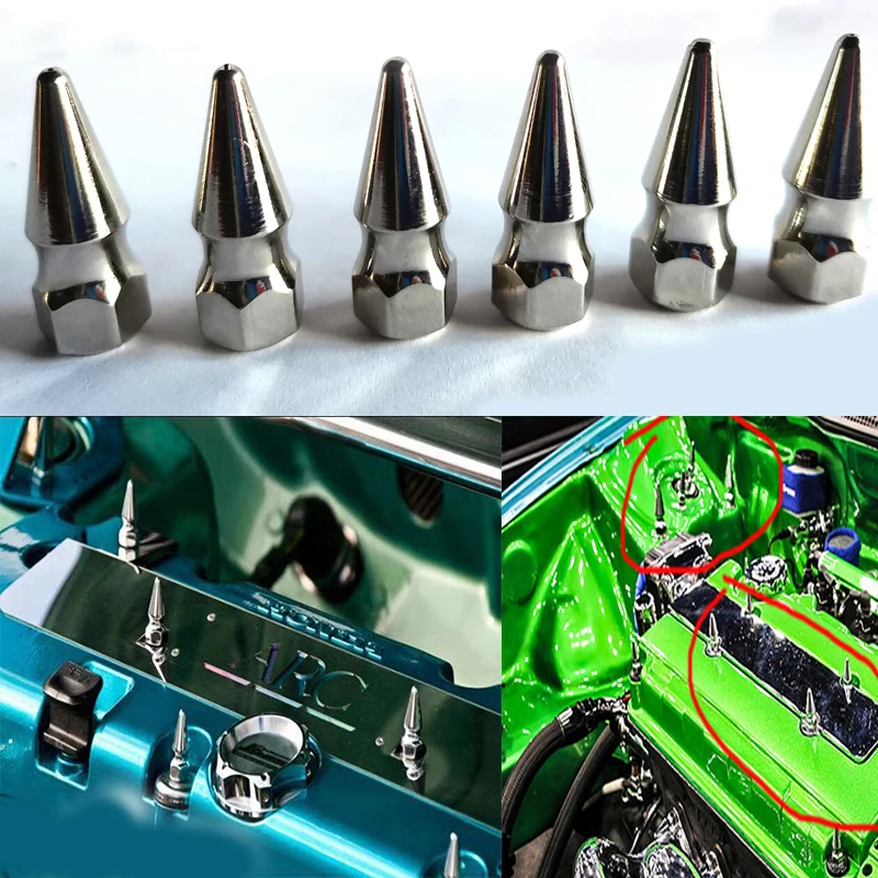 

New JDM Style M6X1.0 Chrome Spikes Bolt Spiked Valve Cover Engine Bay Baby Spike Dress Up Washer Kit For Honda Engine H23A1