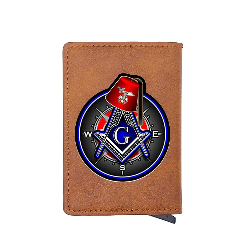 

Classic Freemason Black Vintage Digital Printing Cool Leather Card Holder Wallet Men Women Short Purse Gift