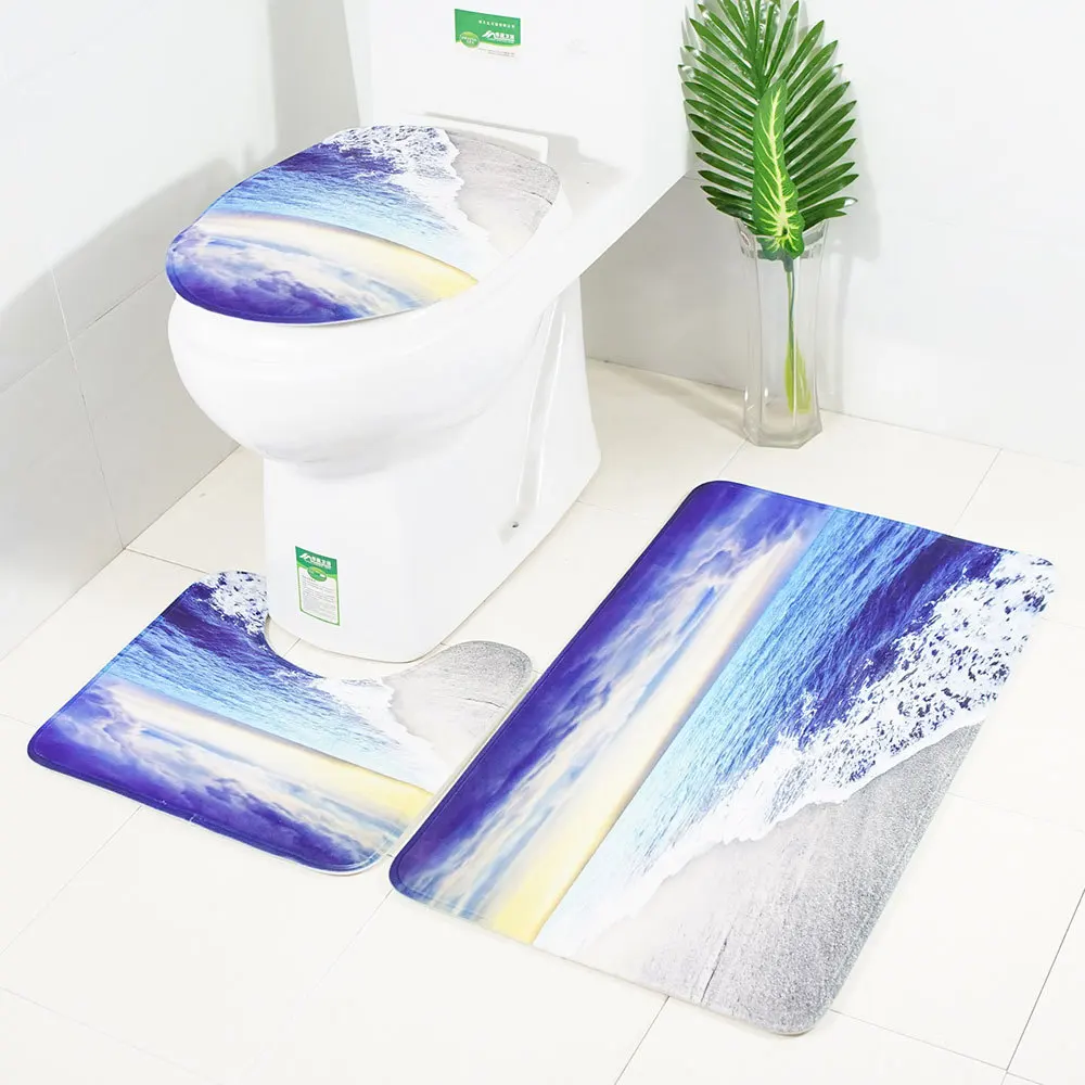 bathroom bath mat set anti slip carpet rugs for bathroom doormat microfiber toilet seat mat bath mat flannel toilet floor mats free global shipping