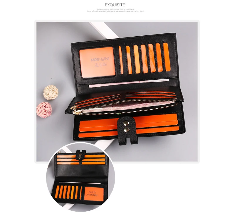 Fashion Genuine Leather Wallet Coin Purse Girl Women Wallets With Phone Case Long Clutch Bags Female Card Holder Cartera Mujer