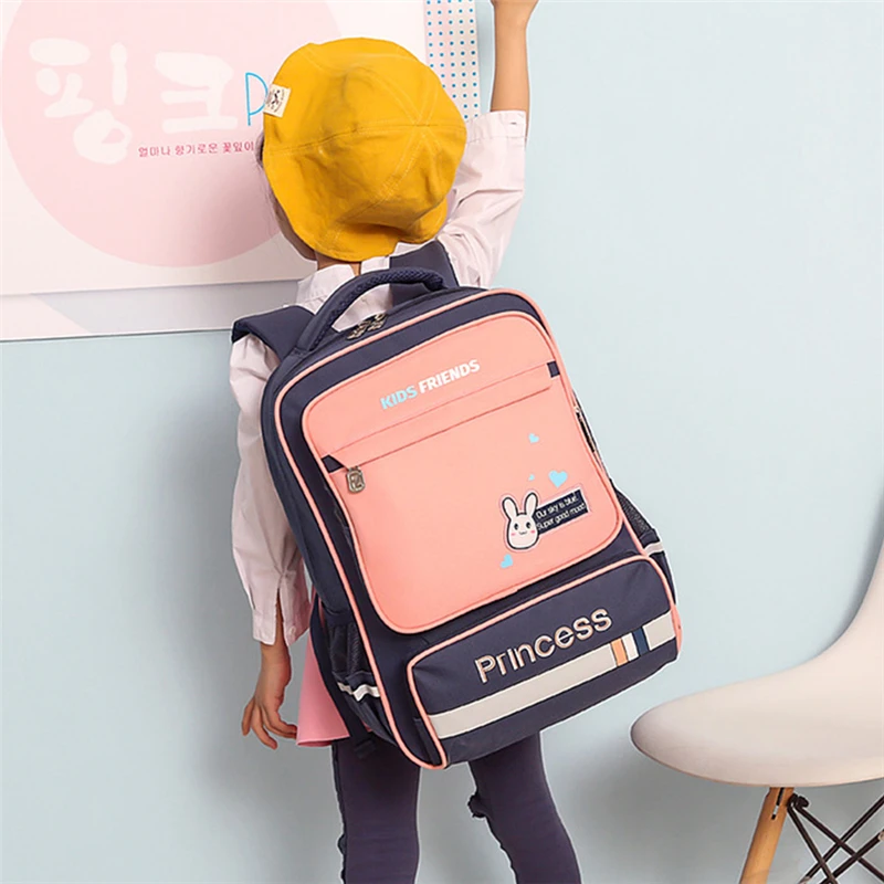 Children's Waterproof Large Capacity Schoolbag for Kids Teen Boys Girls Cute Rabbit Hit Color Primary School  Student Bookbags