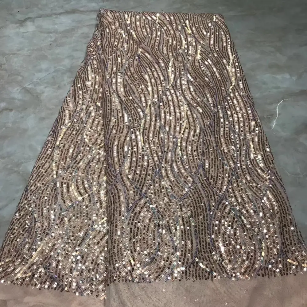 

5yards african sequins lace fabric good quality shining net tulle lace fabric with sequins for party dress JYDE091