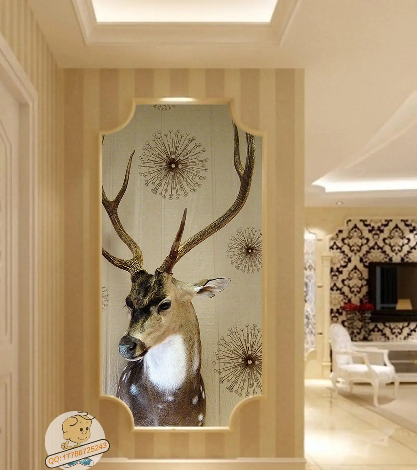 [Самоклеющиеся] 3D Sika Deer WG765 настенная бумага печать настенные наклейки живот|Обои|
