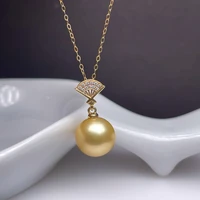 shilovem 18k yellow gold natural pearls pendants fine jewelry women trendy plant no necklace gift new 10mm mymz1010552zz