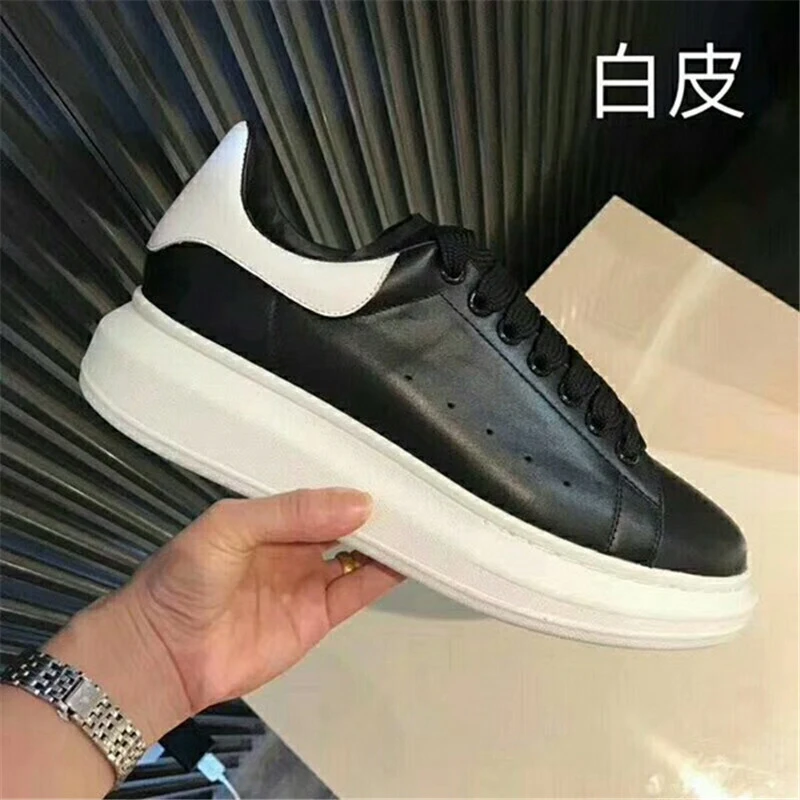 Разноцветная обувь Цвет белый черный Простая повседневная из натуральной кожи