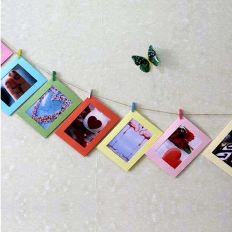 10 шт. картонные фоторамки с деревянными зажимами и джутовым шпагом |