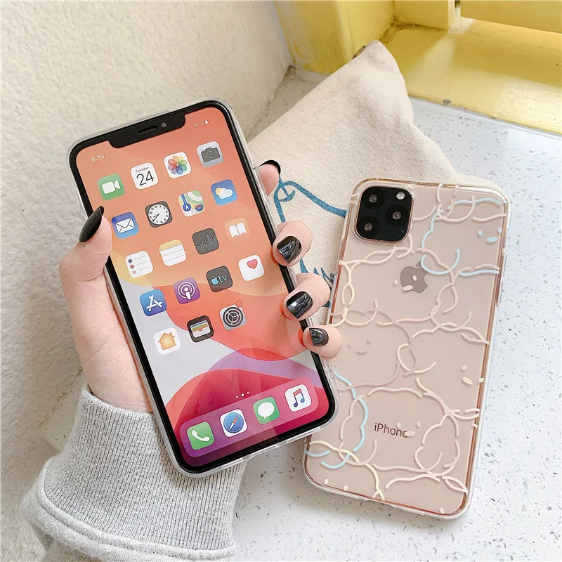 Модный прозрачный чехол для телефона с облаками iphone 6 6s 7 8 Plus X Xs Max XR стержень